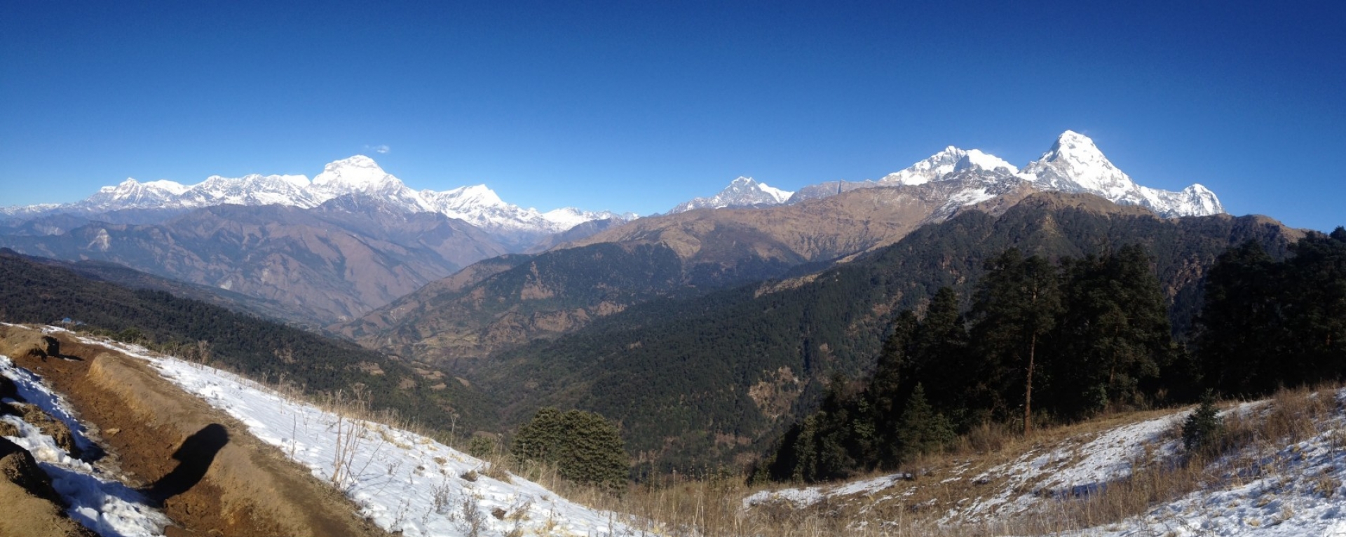 View of Mt. Dhaulagiri and mt. Annapurna ranges  near Ghorepani 